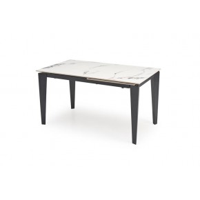 Стол обеденный HALMAR FELIX белый мрамор/черный 141-201/81